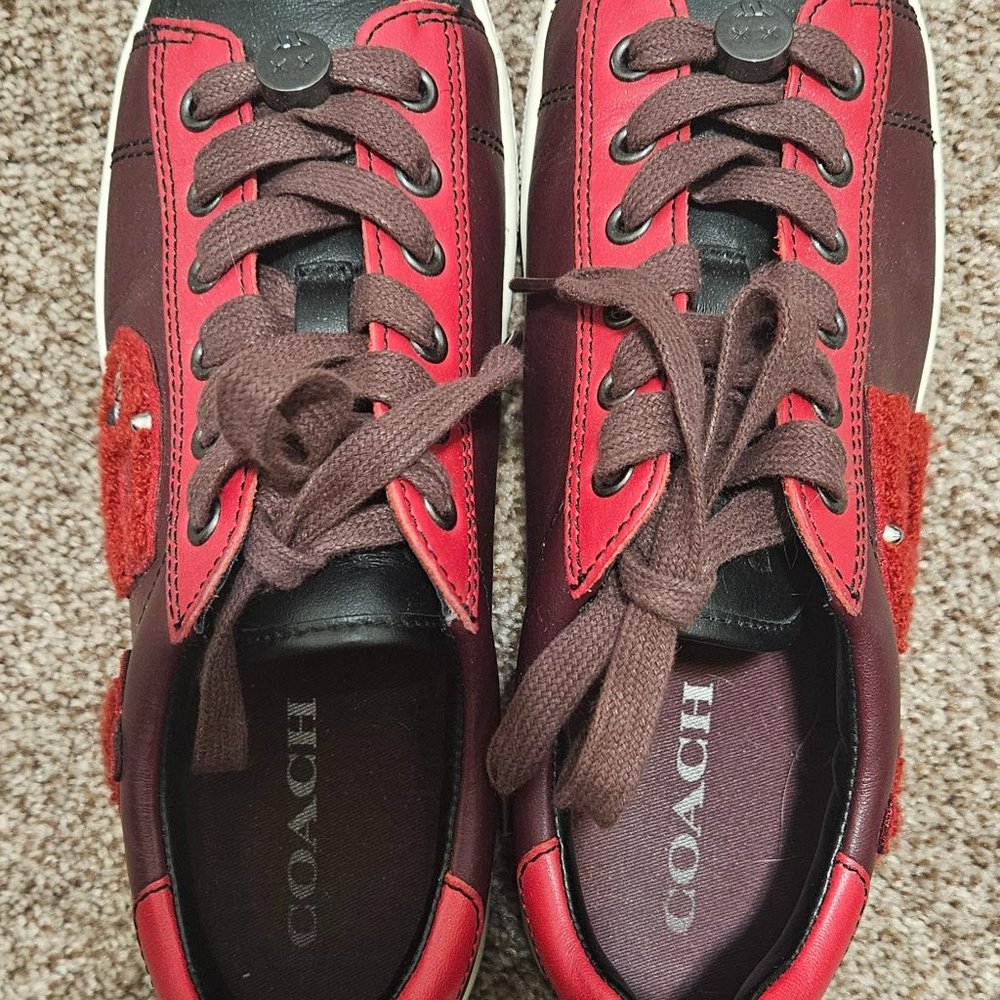 COACH Women's Burgundy Leather Sneaker